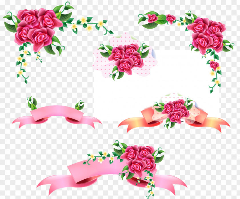 Antique Ribbon Wedding Invitation Rose Flower Floral Design Convite PNG