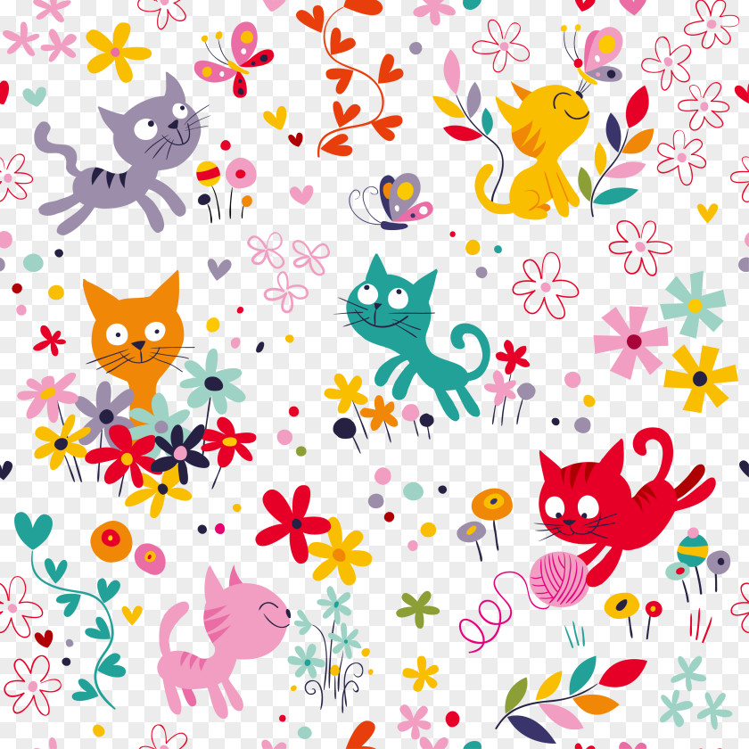 Background Cartoon Cat Collection Play And Toys Kitten Illustration PNG