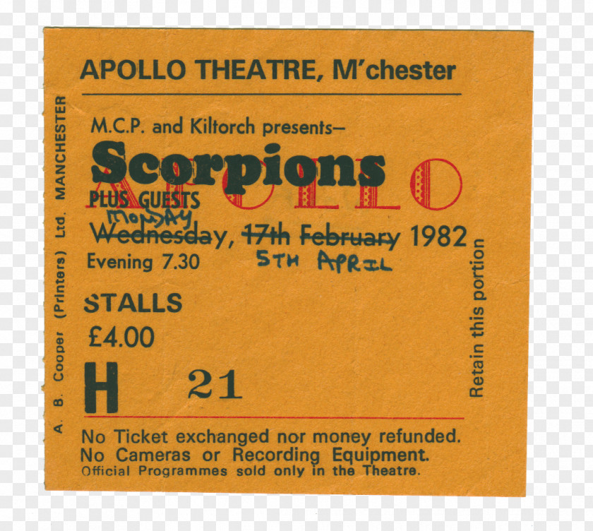O2 Apollo Manchester Blackout Scorpions April February PNG