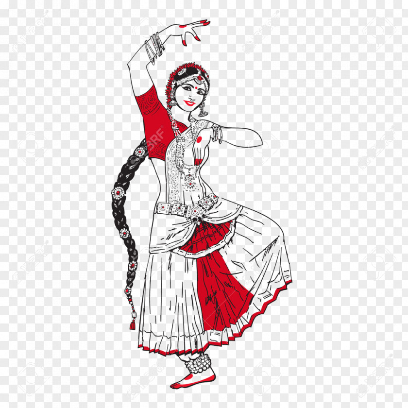 Saree Dance In India Drawing Stock Photography PNG