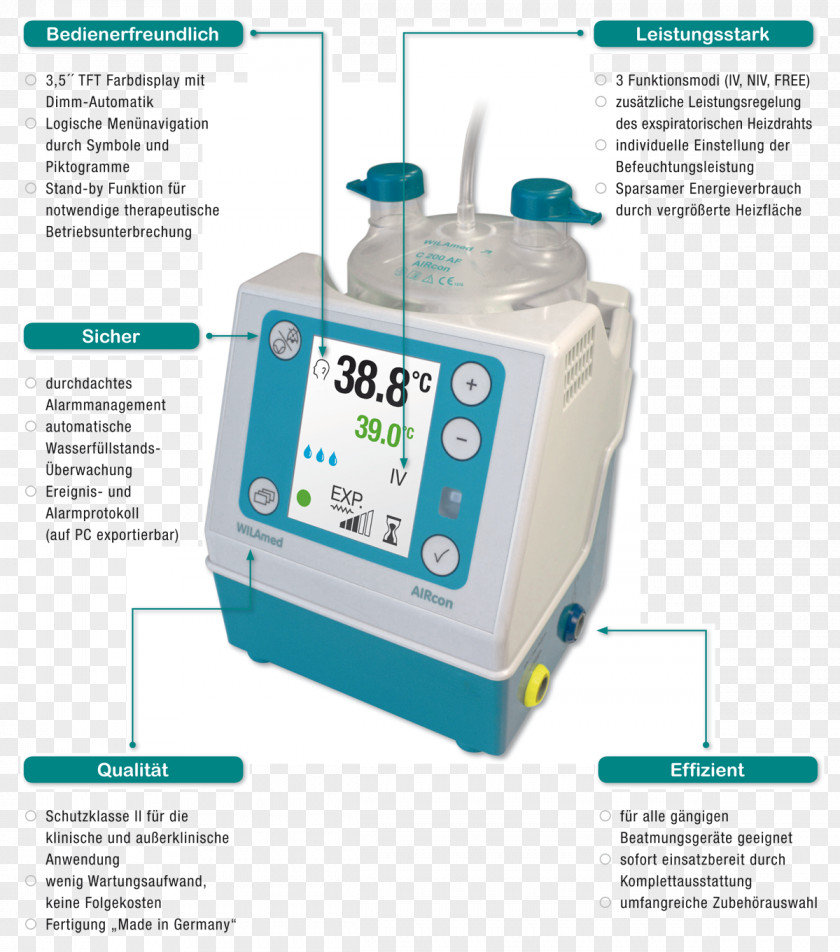 Aircon Humidifier Respiratory Gas Humidification Medical Equipment Medicine Mechanical Ventilation PNG