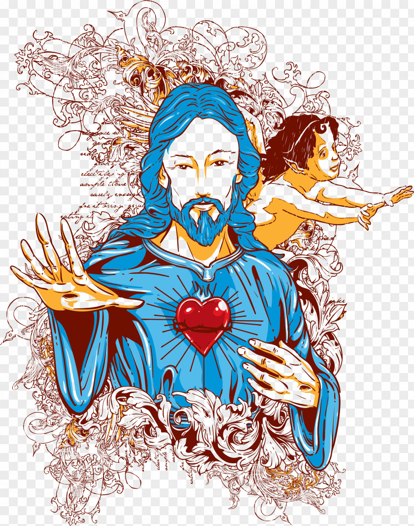 Jesus Angel Printing T-shirt Illustration PNG