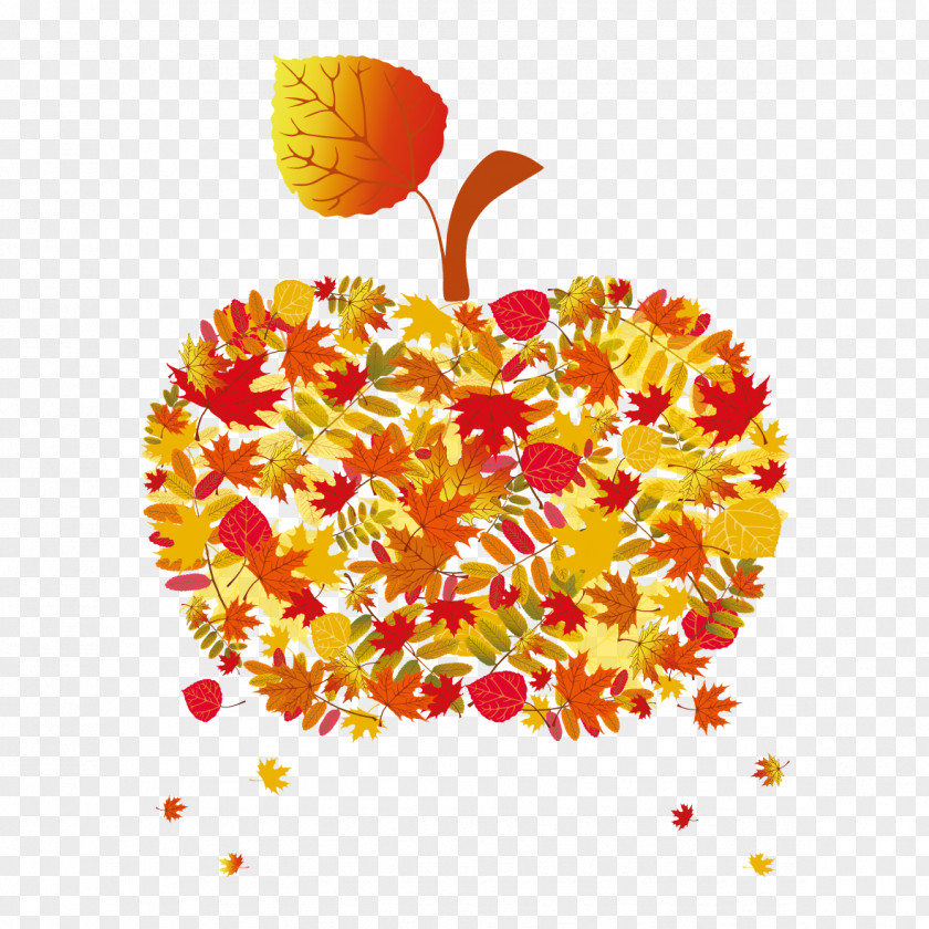 Apple Leaf Pattern Autumn Clip Art PNG