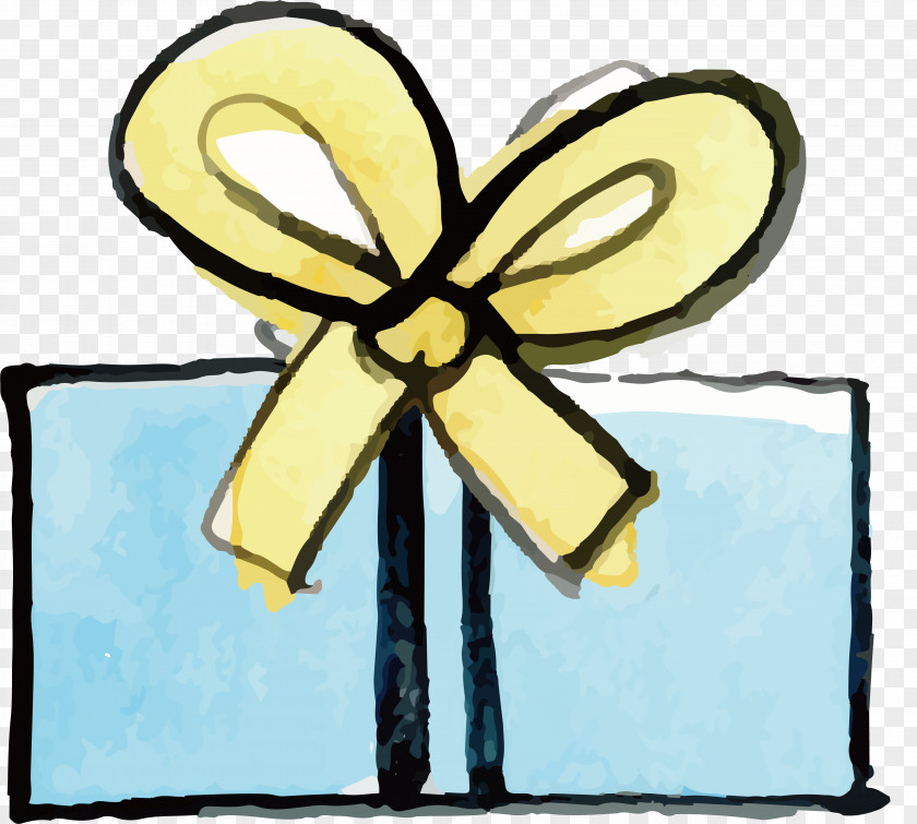 Watercolor Gift Box Design Tag Clip Art PNG