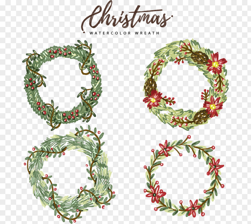 Hand-painted Watercolor Holiday Wreath PNG