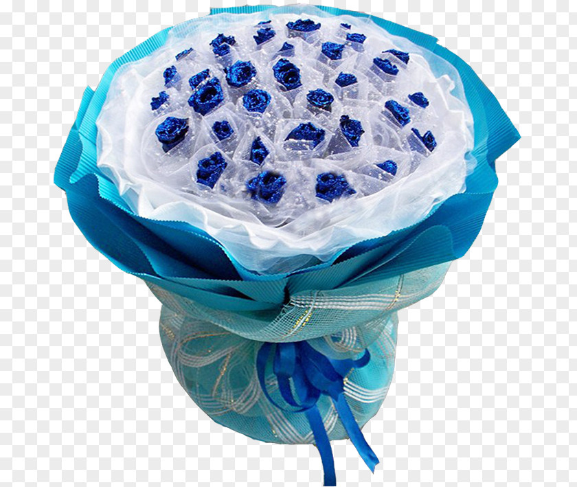 Holding A Bouquet Of Blue Nosegay Flower Rose PNG