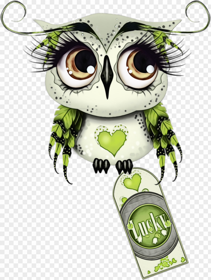 Owl Green Cartoon Bird Of Prey Font PNG