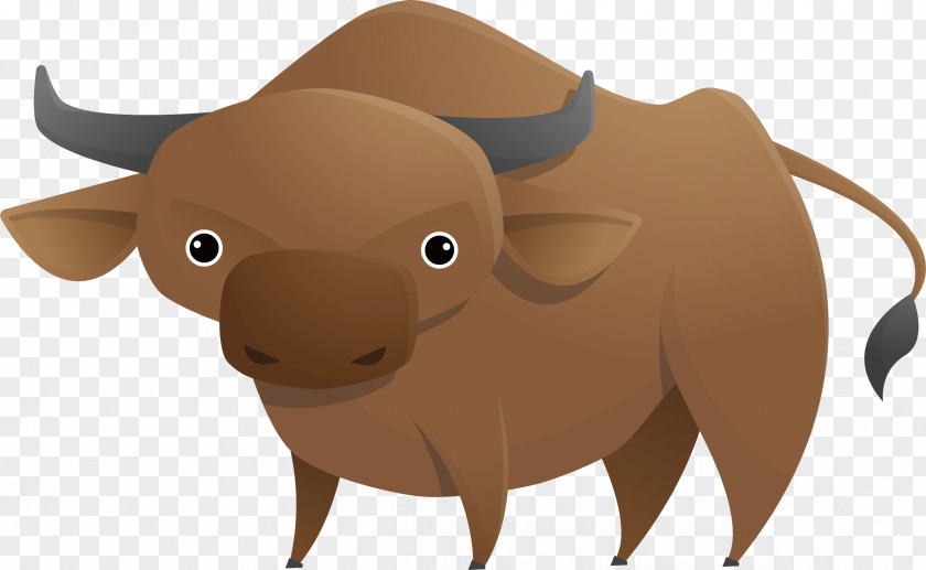 Vector Painted Cute Bull Cattle Drawing Illustration PNG
