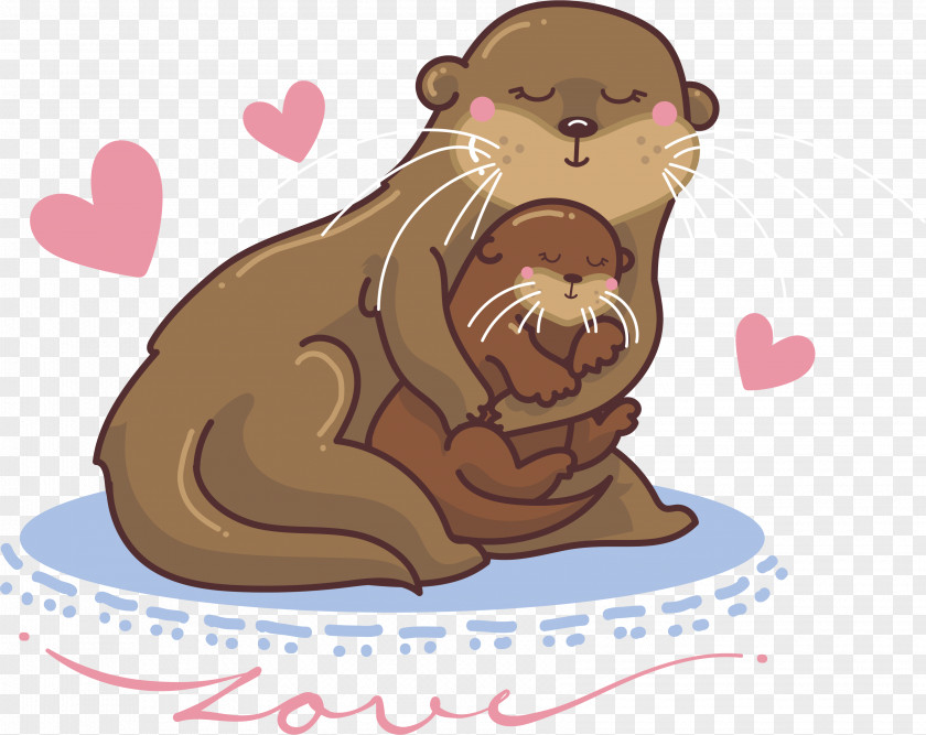 Hand Painted Cute Seal Mother And Son Dog Earless Illustration PNG