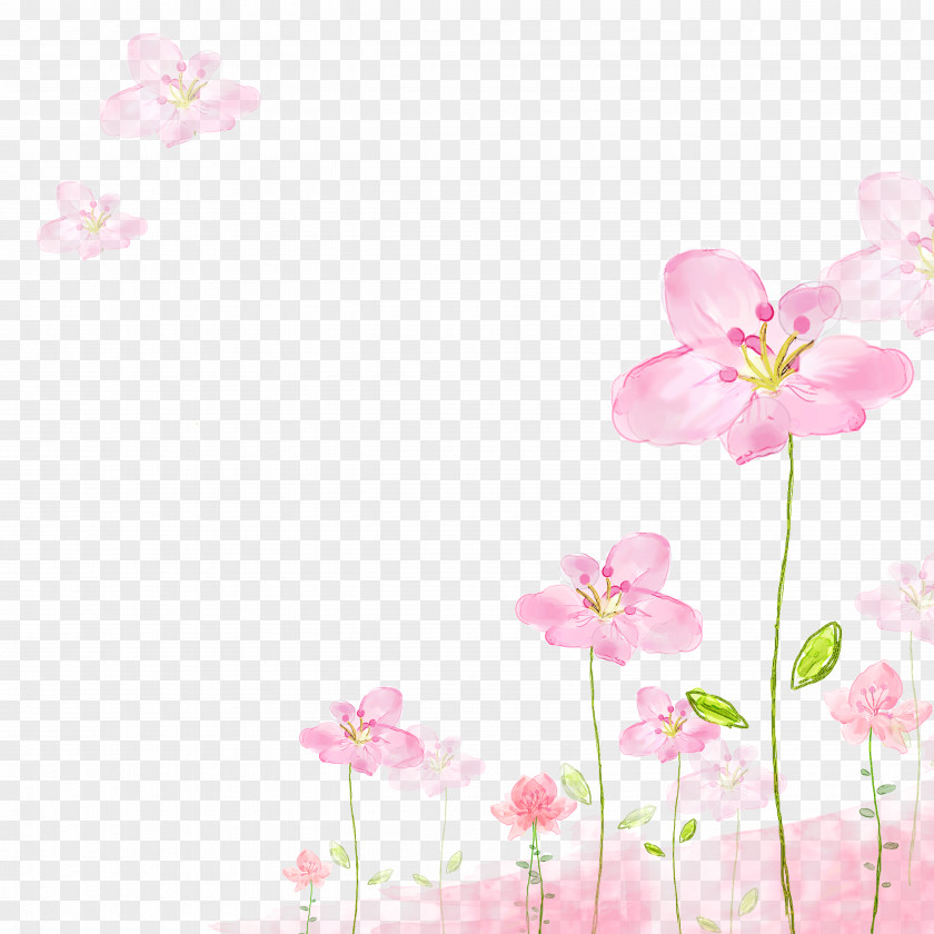Japanese Small Fresh Pink Flower Petal PNG