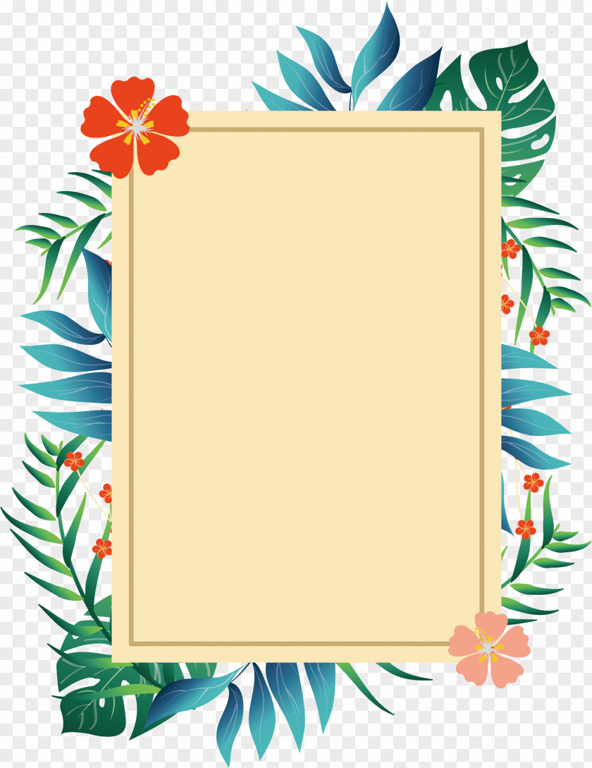 Romantic Summer Plant Borders Picture Frame Poster PNG