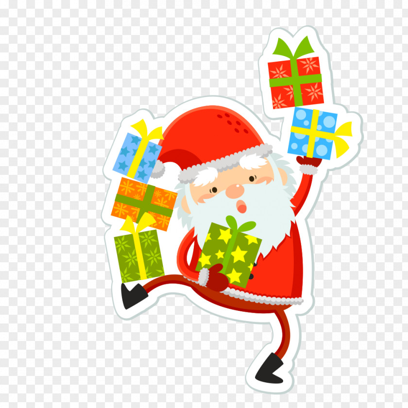 Santa Claus Distributed Gifts Vector Material Christmas Euclidean Illustration PNG