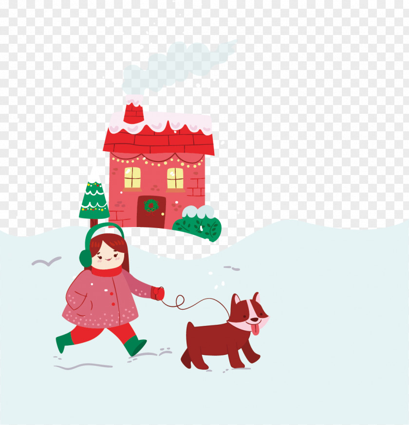 Snow Walk Winter Tourism Creatives Christmas Tree Euclidean Vector Church Illustration PNG