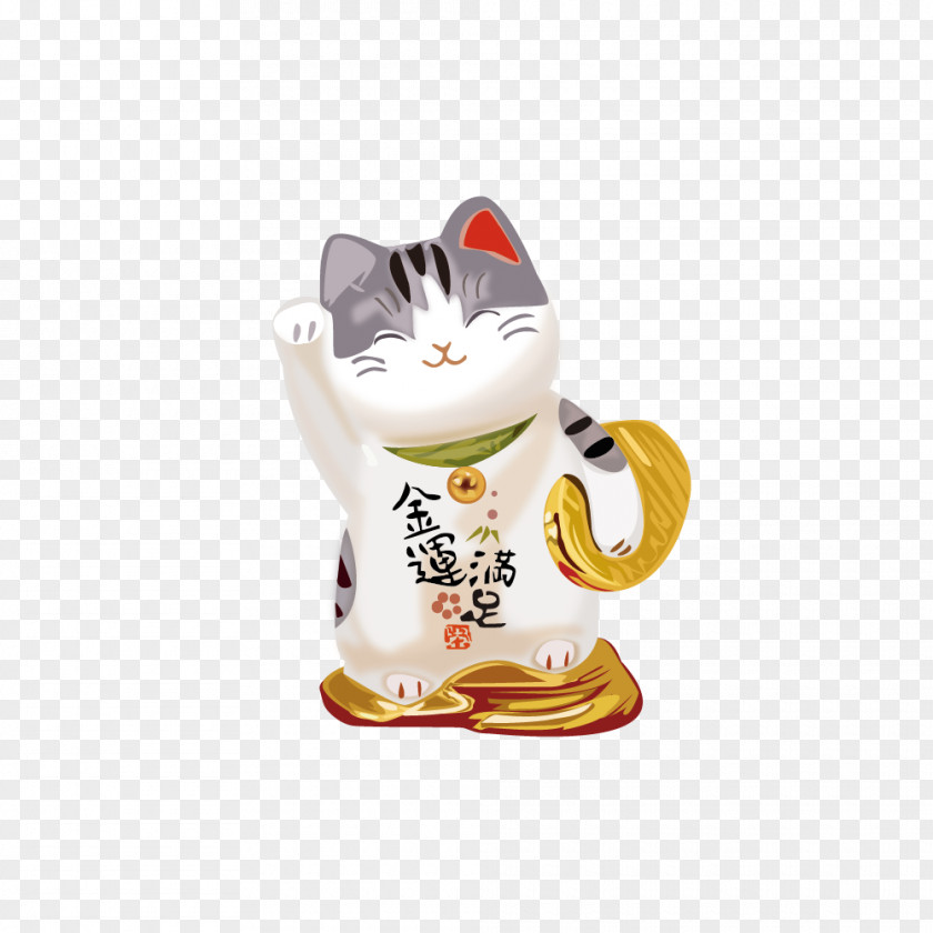 Vector Realistic Fashion Golden Lucky Cat Meet Maneki-neko T-shirt Wall Decal Wallpaper PNG