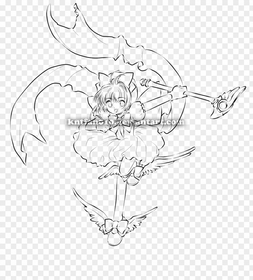 Cardcaptor Line Art Character Cartoon Sketch PNG