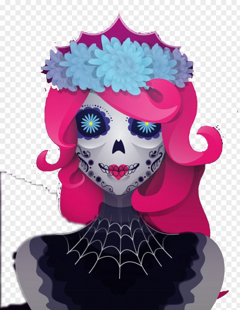 Creative Skeleton Woman Portrait La Calavera Catrina Adobe Illustrator Euclidean Vector Illustration PNG