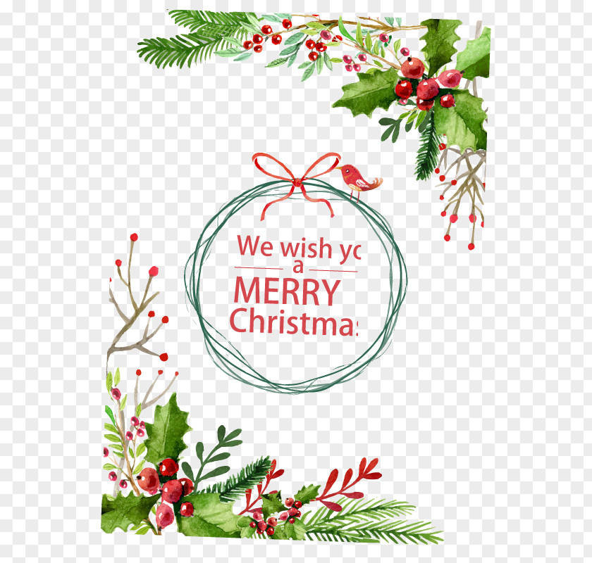 Watercolor Christmas Card Decoration Tree PNG