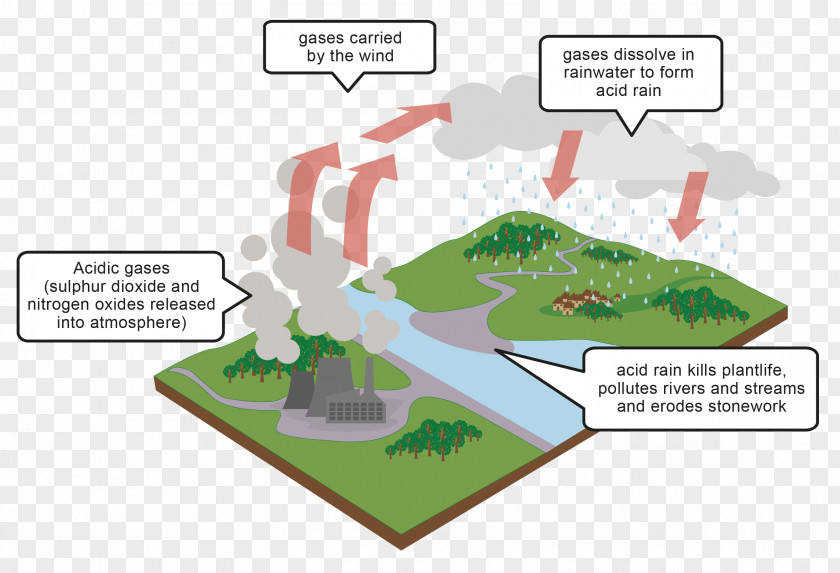 Rain Effects Acid Diagram Air Pollution PNG