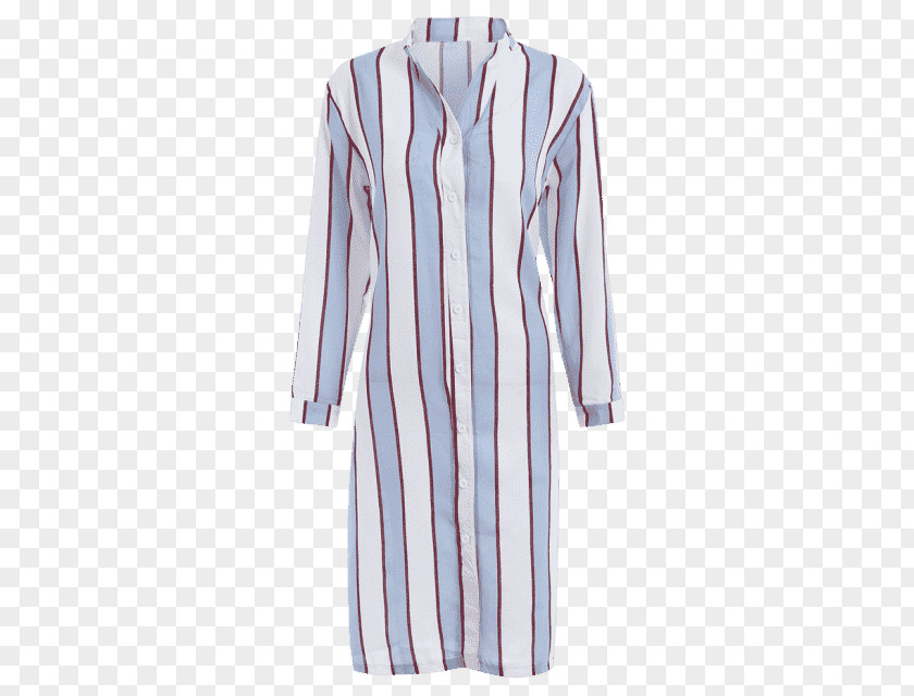 Striped Maxi Dresses Blouse Button Sleeve Tunic La Blusa Rayada PNG