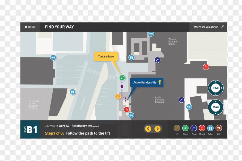 Wayfinding Waikato Hospital Electronics PNG