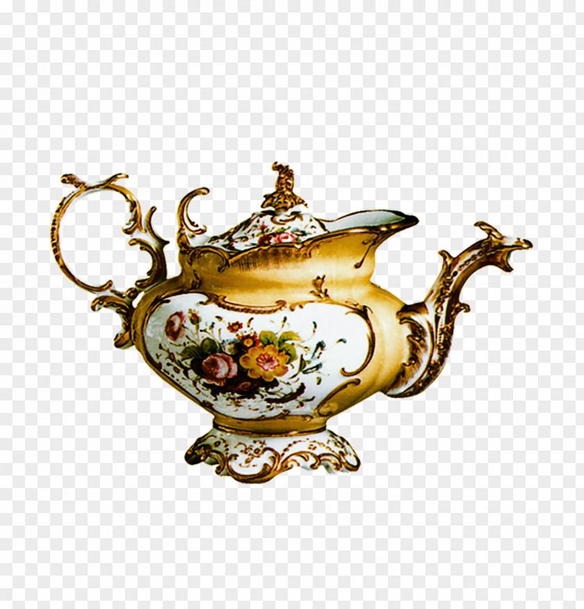 European Gold Coffee Pot Chinese New Year Flagon PNG