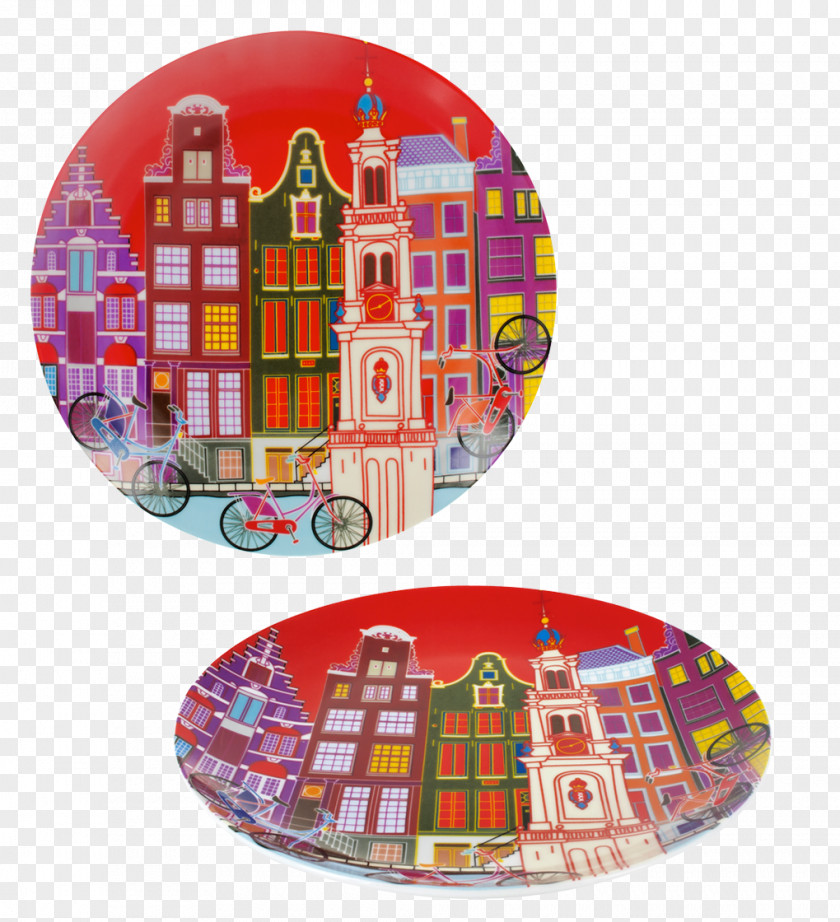 Plate City Car Souvenir Dish PNG