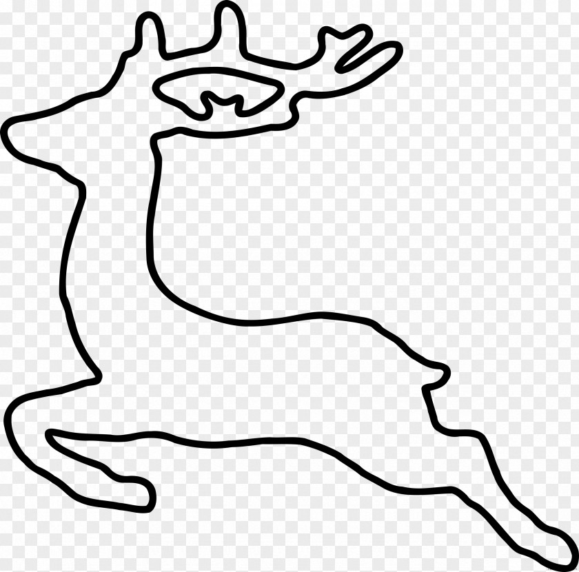 Black And White Deer White-tailed Reindeer Santa Claus Clip Art PNG