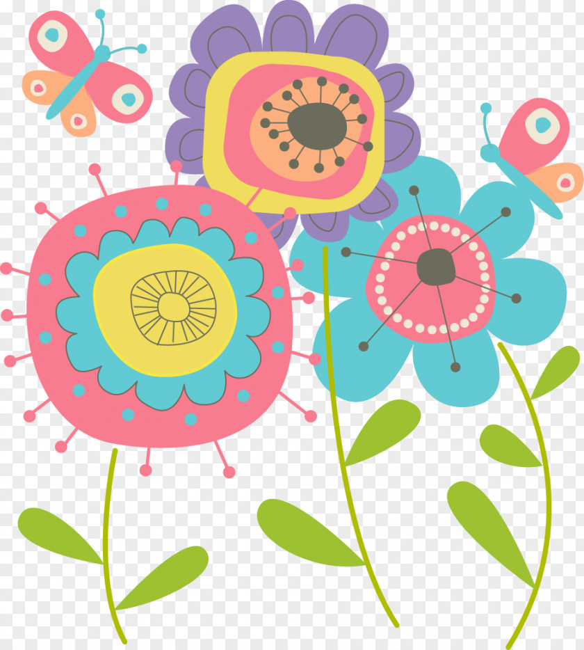 Color Cartoon Flowers PNG cartoon flowers clipart PNG