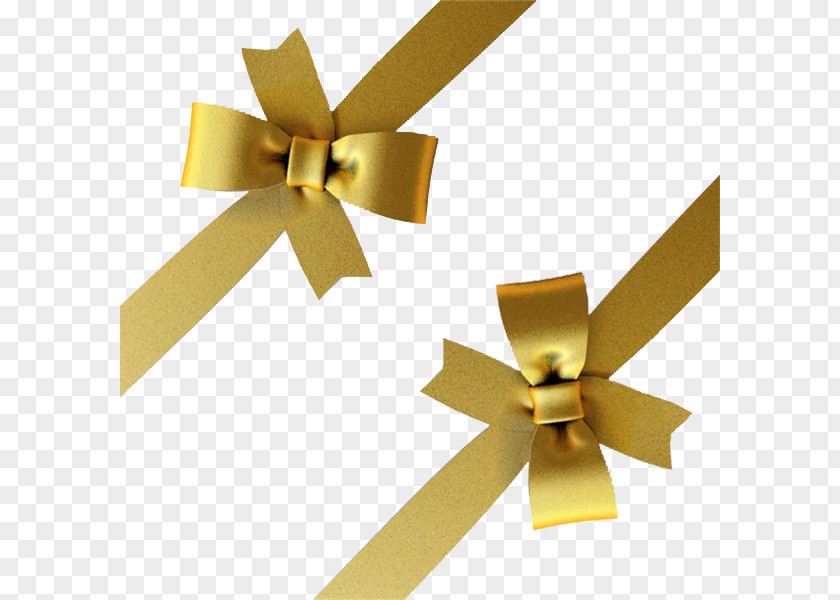 Golden Bowknot Christmas Gift PNG