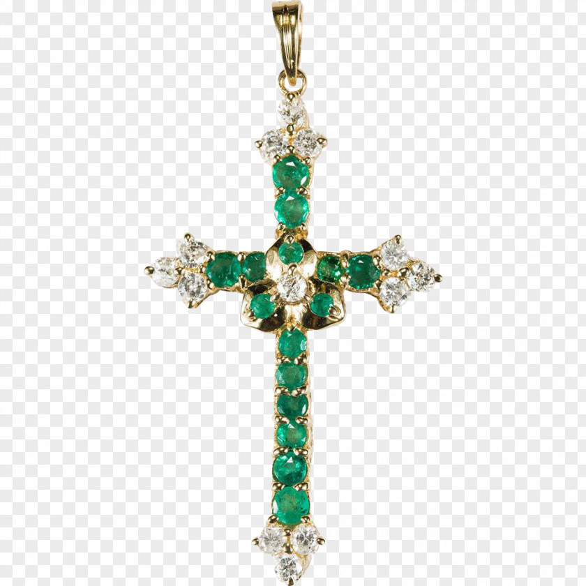 Gold Chain Christian Cross Emerald Charms & Pendants Jewellery PNG