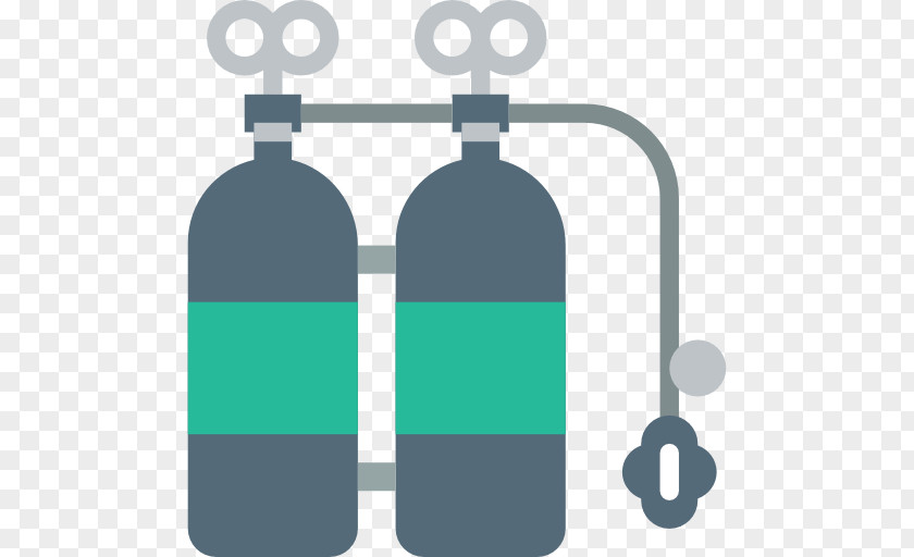 Flat Oxygen Bottles Tank Underwater Diving Icon PNG
