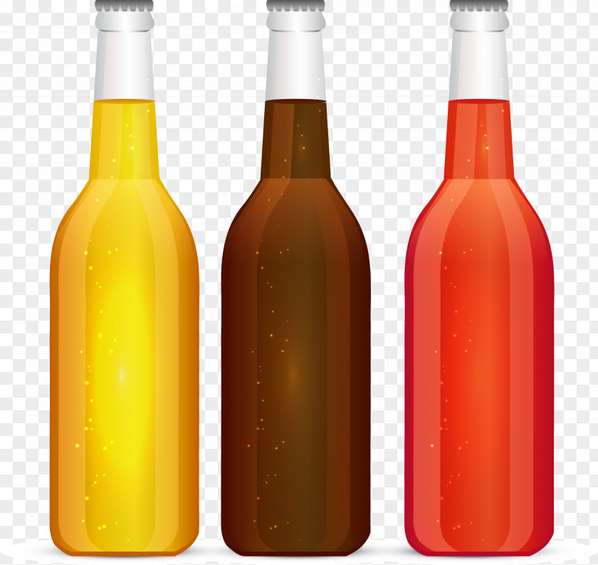 3 Bottles Of Colored Cocktails Soft Drink Cocktail Juice Bottle PNG