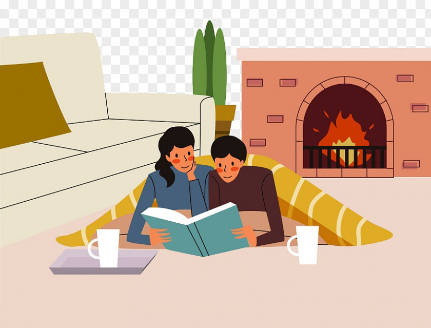 Flat Wind, Winter Coffee, Reading Lovers Royalty-free Illustration PNG