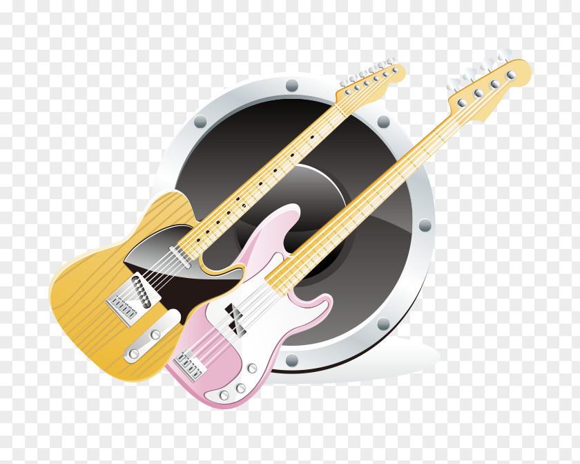 Vector Cartoon Guitar Acoustic Musical Note PNG