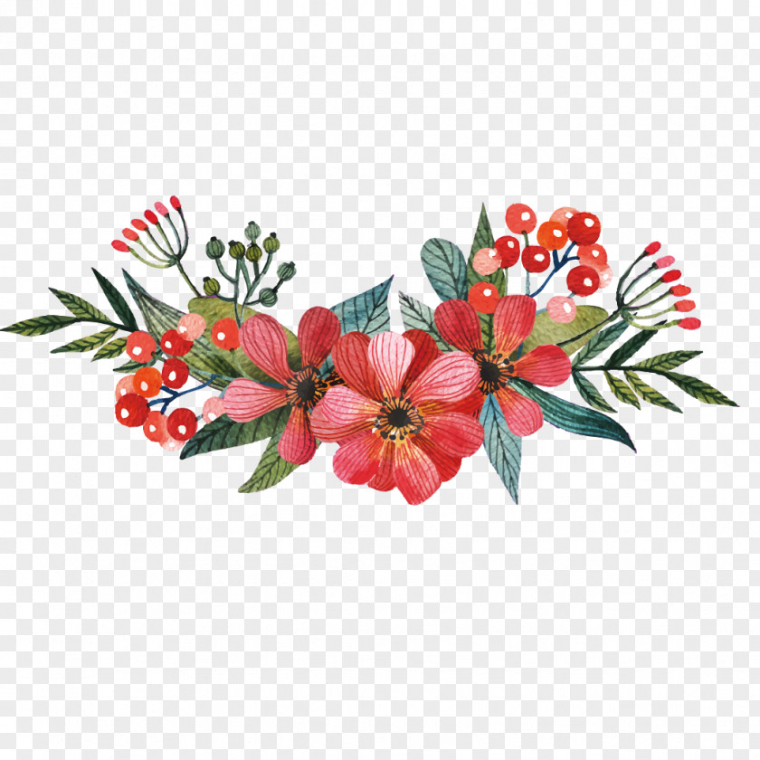 Vector Painted Red Flowers PNG
