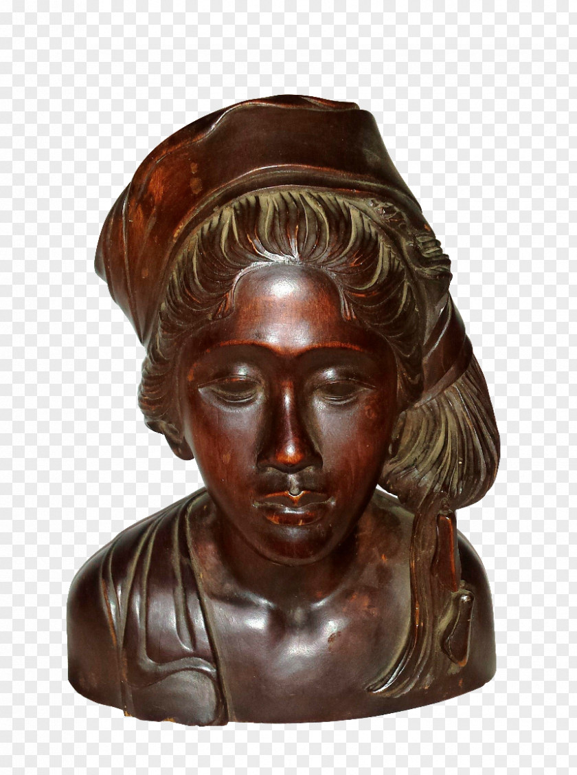 Balinese Wood Carving Bronze Sculpture Classical Bust PNG