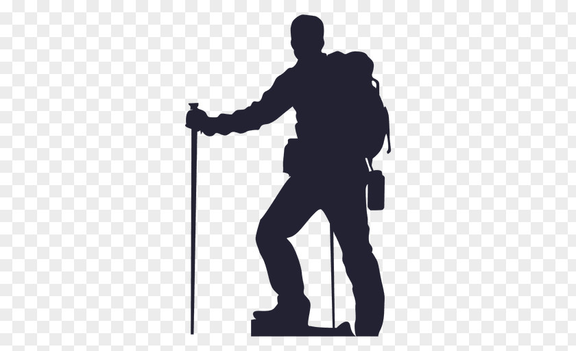 Man Silhouette Hiking Backpacking Clip Art PNG