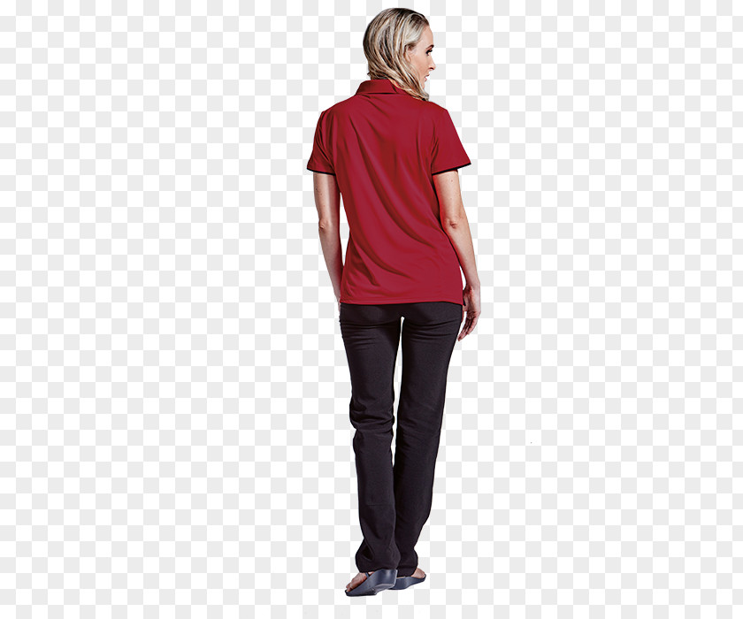 Clothing Promotion T-shirt Shoulder Sleeve Jeans Maroon PNG