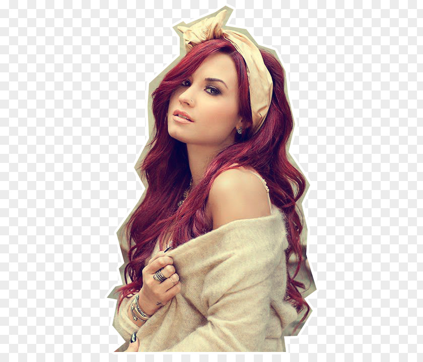 Demi Lovato Singing Human Hair Color Auburn Red PNG