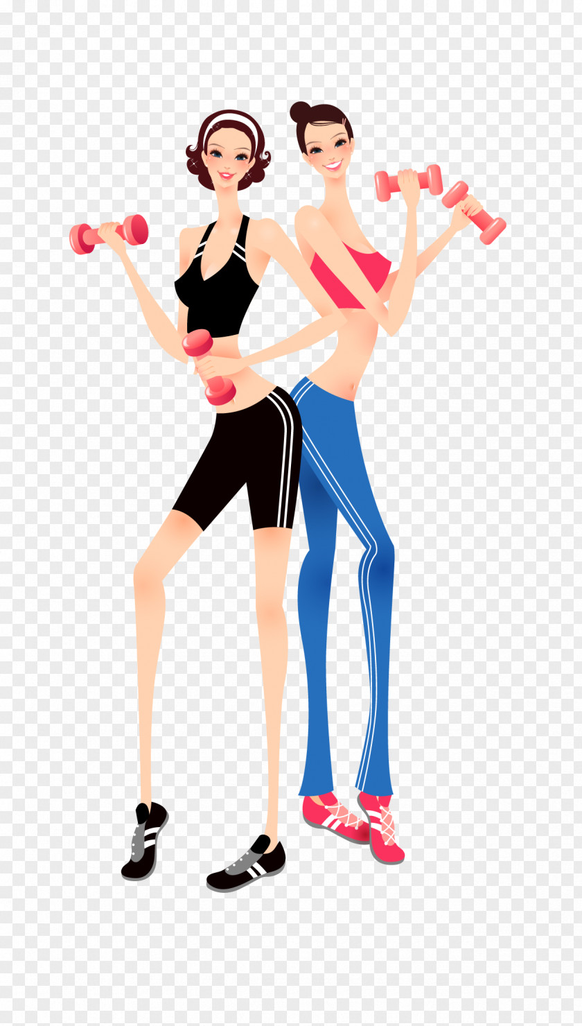Fitness Slimming Fashion Cartoon Woman Illustration PNG