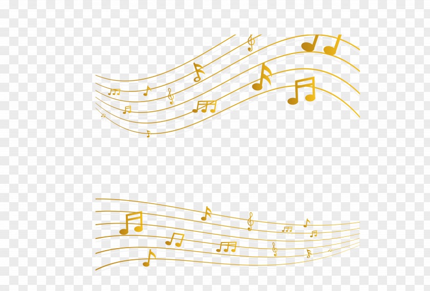 Golden Melodious Notes Structure Yellow Pattern PNG