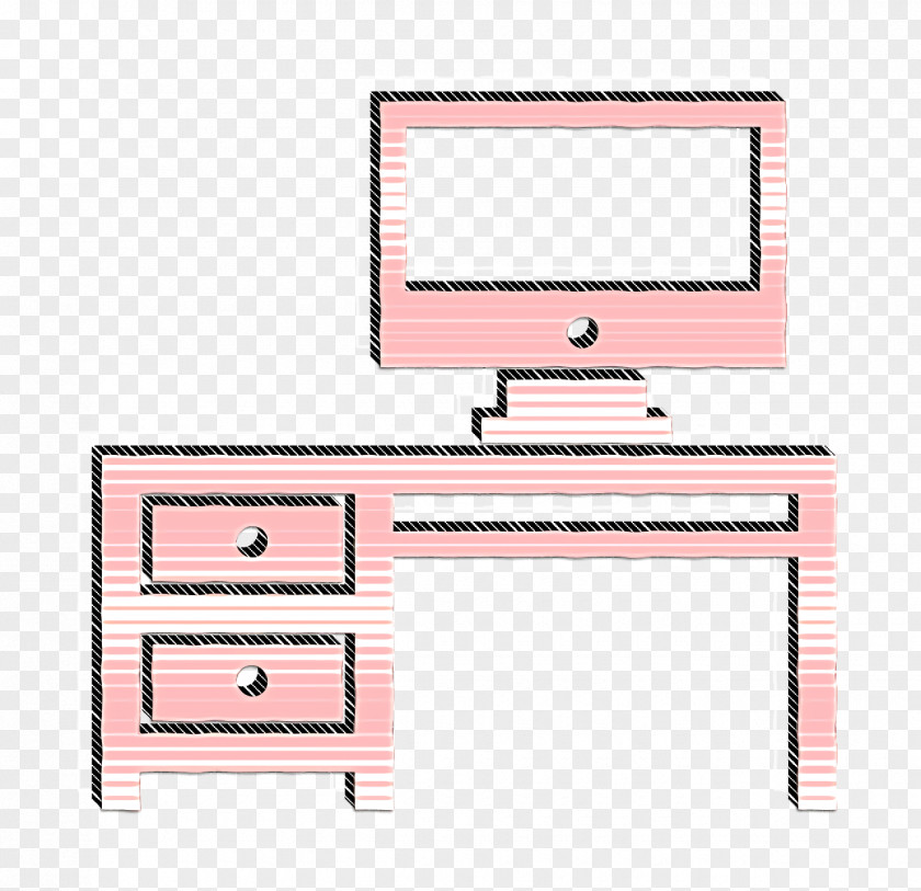 Studio Desk With Two Drawers And A Computer Monitor On It Icon House Things PNG