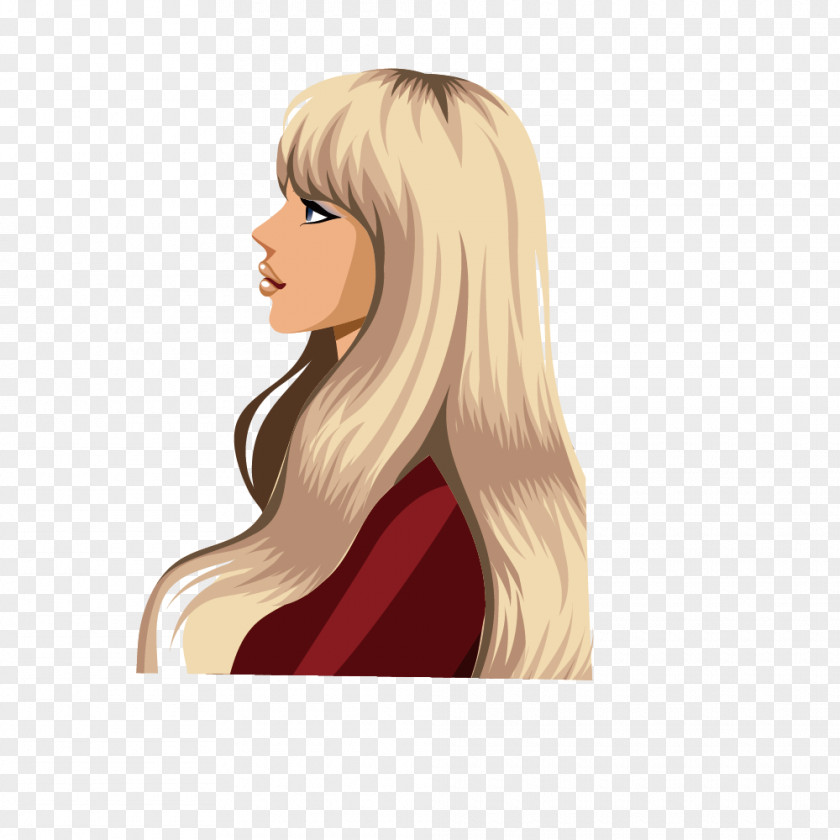 Vector Fashion Female Golden Hair Red Coat Royalty-free Drawing Clip Art PNG