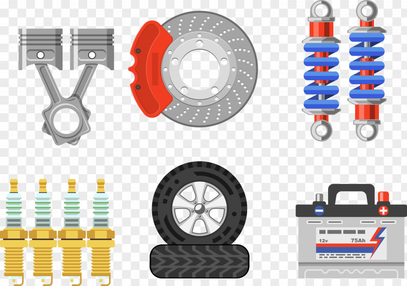 Auto Parts Vector Material Brakes Tires Car Brake Pad Tire PNG