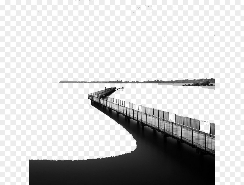 Extended Bridge Black And White PNG