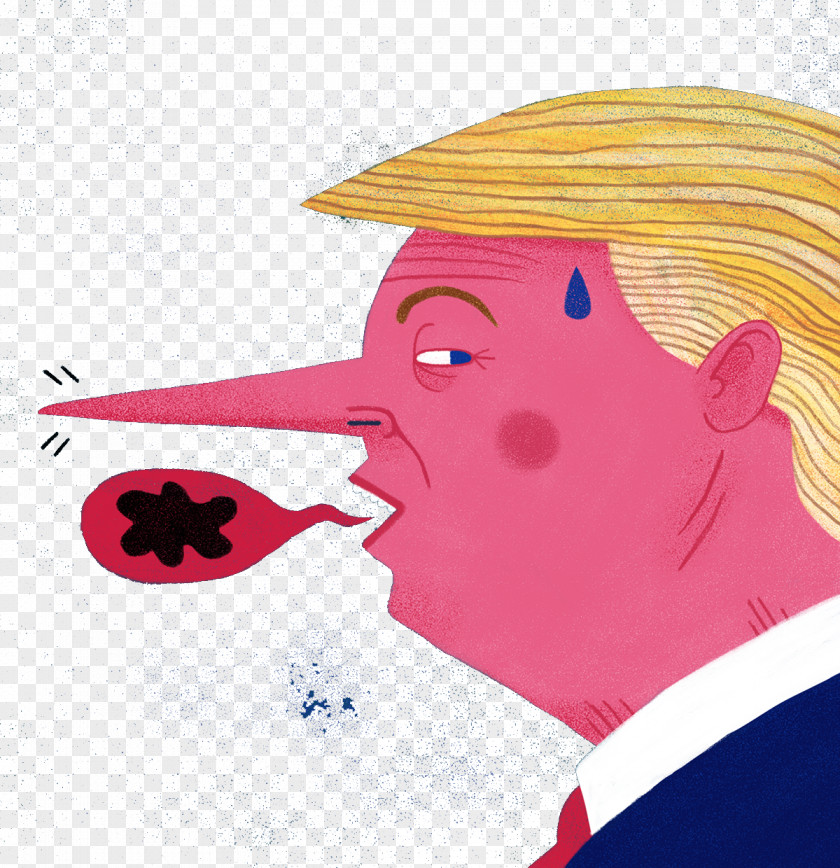 Hand-painted Lie Long Nose United States Illustration PNG