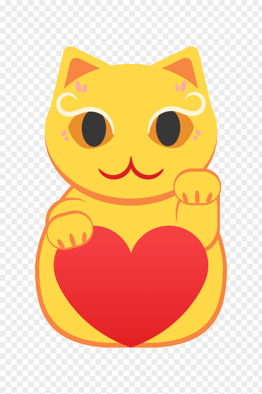 Red And Yellow Lucky Cat. PNG