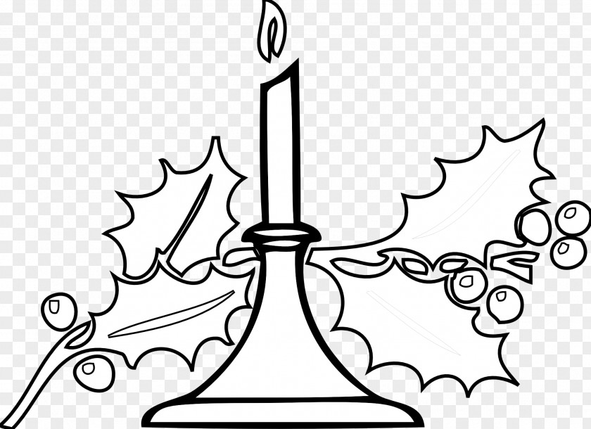 Christmas Candles Clipart Santa Claus Black And White Clip Art PNG