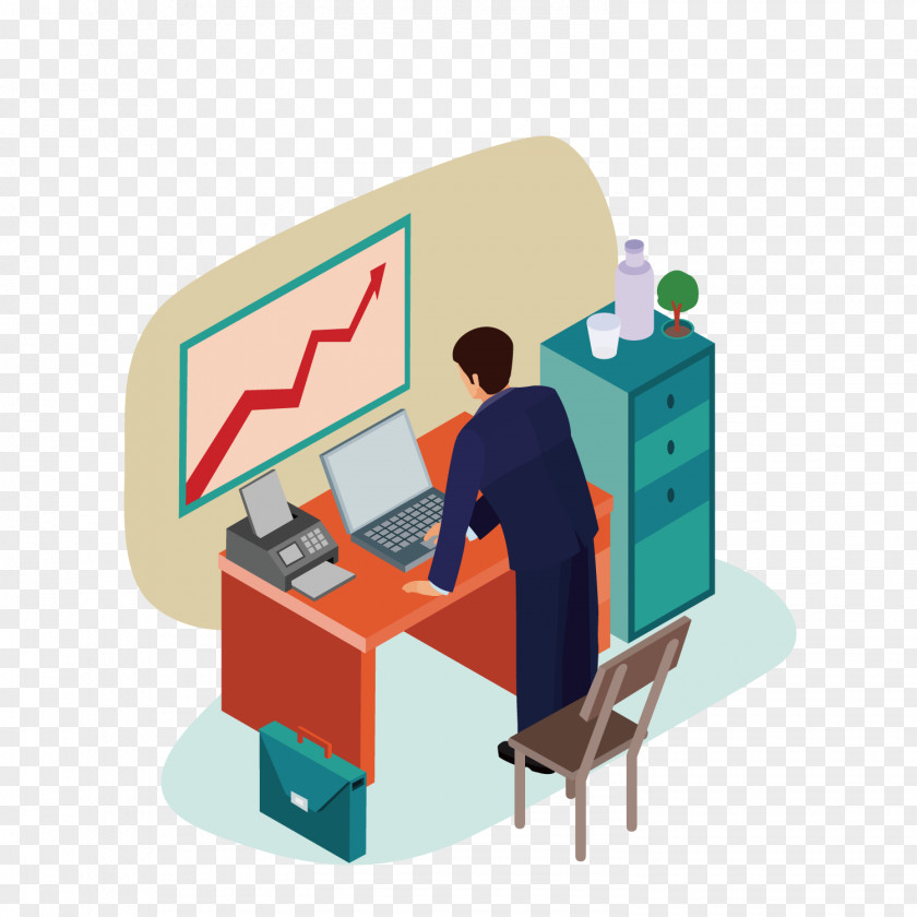 Data Man Poster Isometric Projection Business PNG