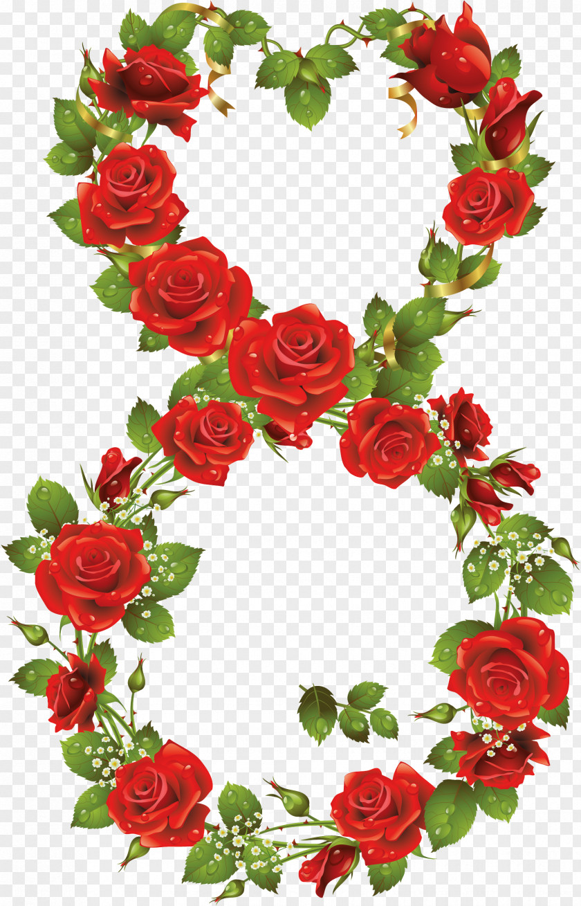 March 8 Rose Flower Clip Art PNG